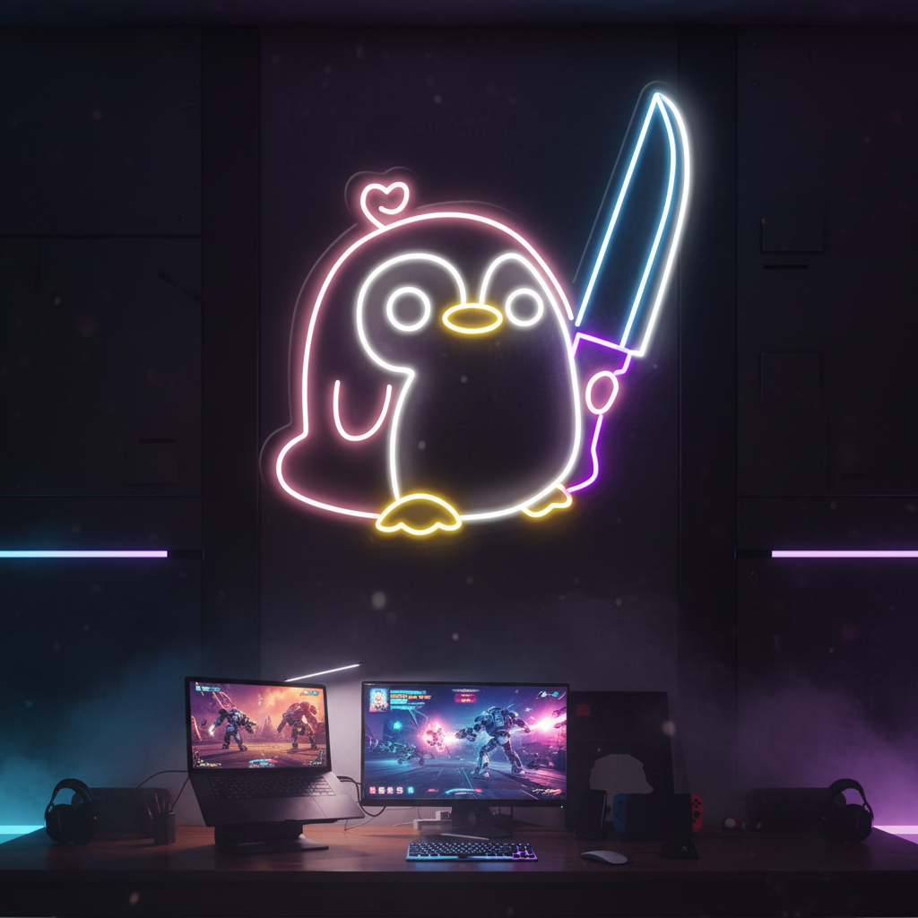 Cute Penguin Neon Sign Kids Gift Neon Sign