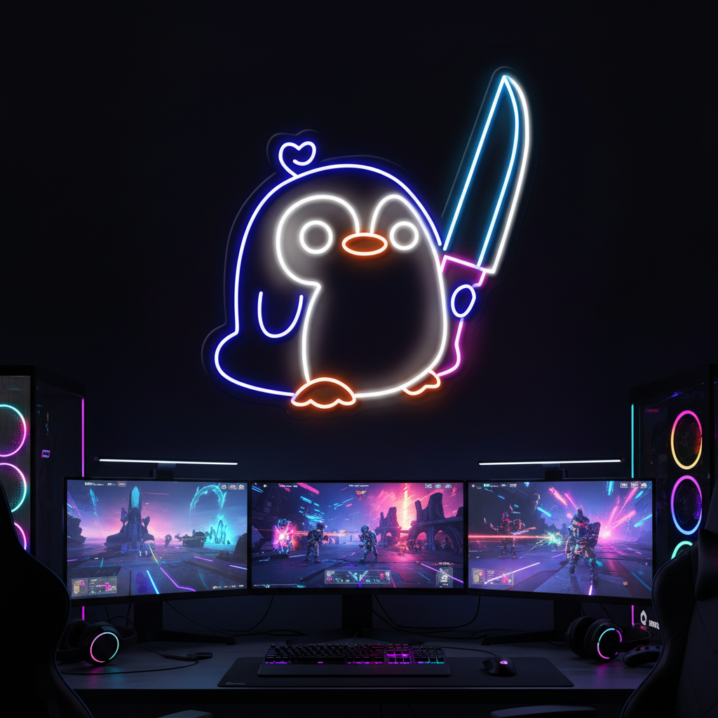 Cute Penguin Neon Sign Kids Gift Neon Sign