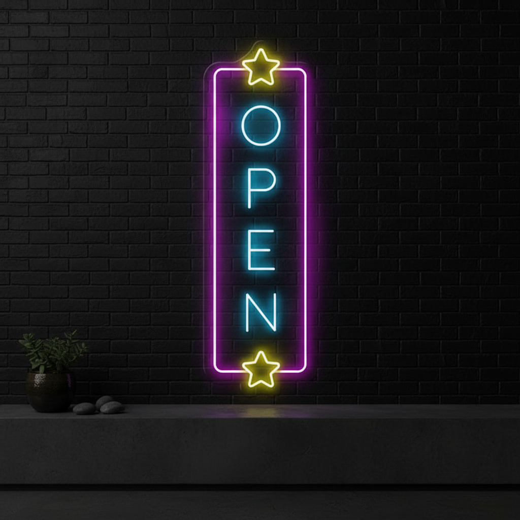Vertical Open Led Neon Sign Business Shop Decor Sign