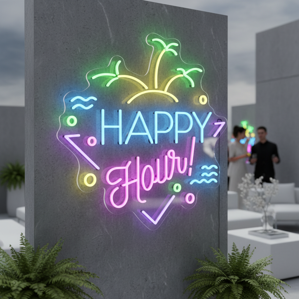 Custom Happy Hour Led Neon Sign Home Decor Sign - VN03 - Customneonstudio