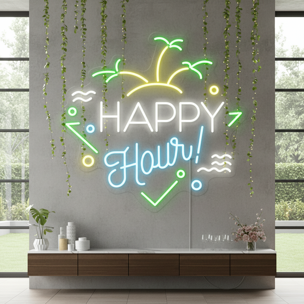 Custom Happy Hour Led Neon Sign Home Decor Sign - VN03 - Customneonstudio