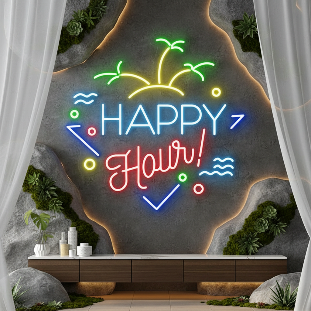 Custom Happy Hour Led Neon Sign Home Decor Sign - VN03 - Customneonstudio
