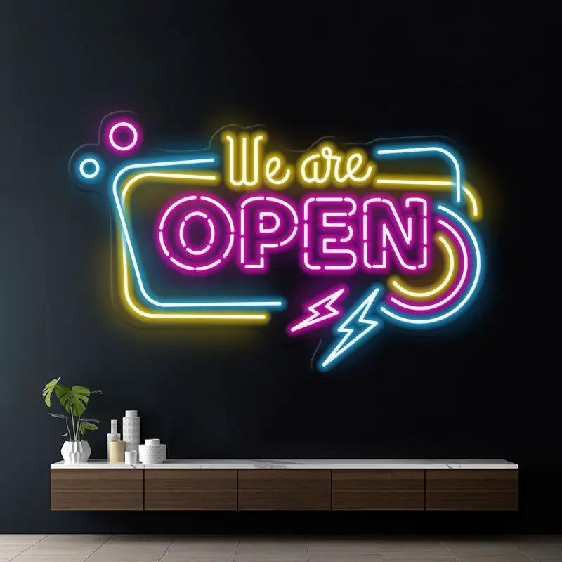 Colorful We're Open Led Neon Sign