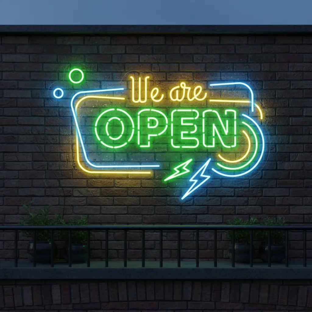 Colorful We're Open Led Neon Sign