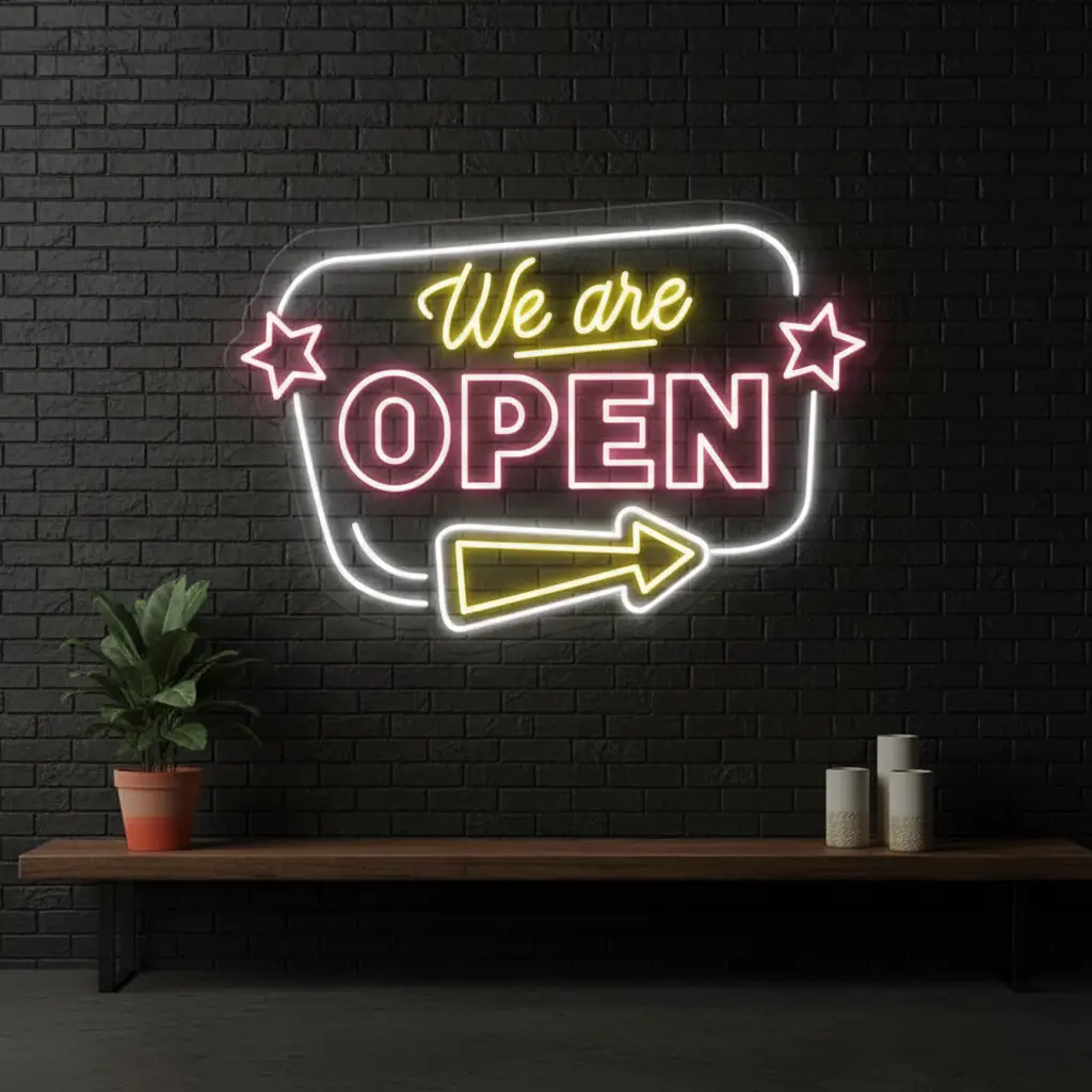 We Are Open Led Neon Sign Business Shop Decor Sign Light
