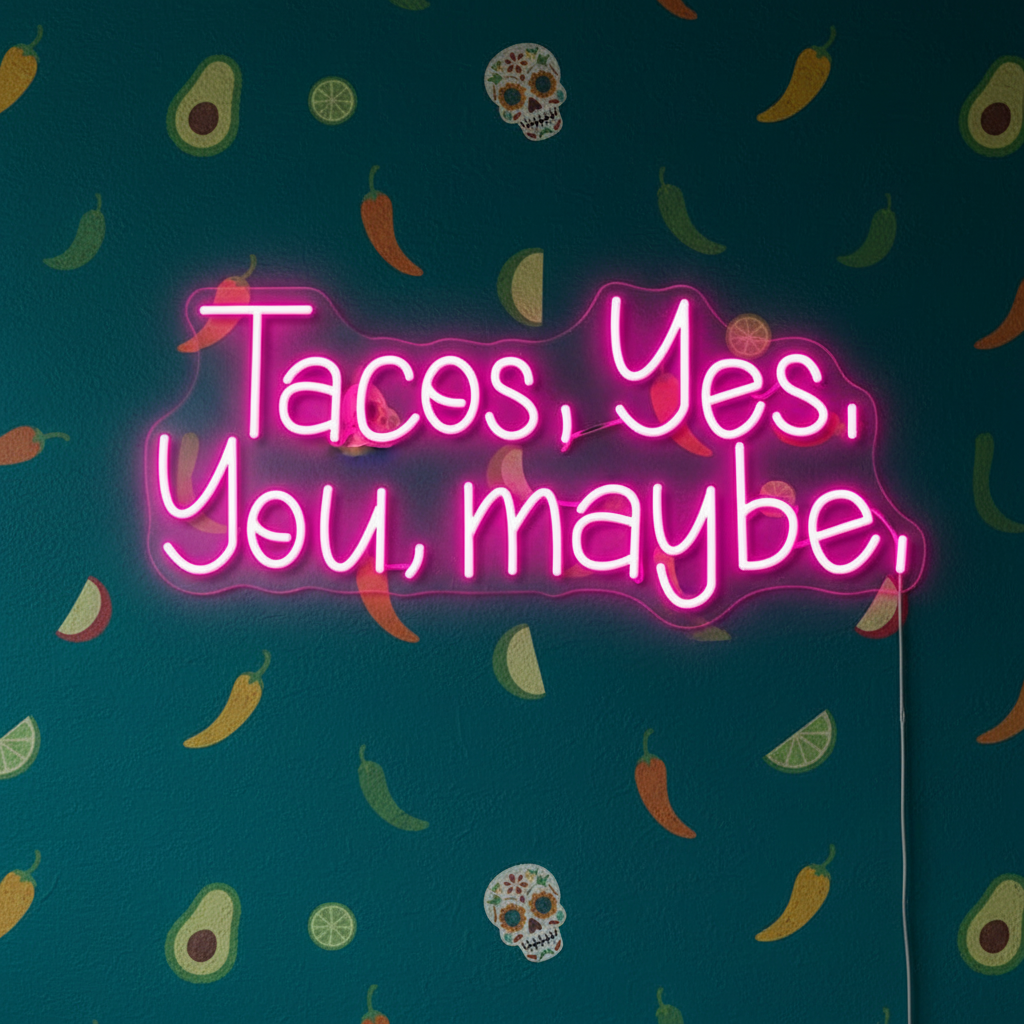 Tacos Yes You Maybe Neon Sign Custom Mexican Restaurant Neon Sign