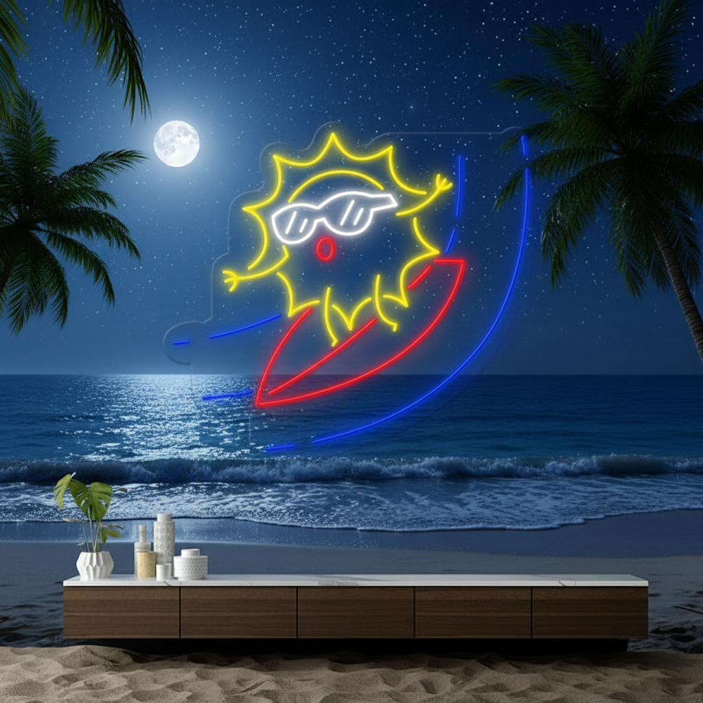 Cartoon Sun Led Neon Sign Room Decor Sign