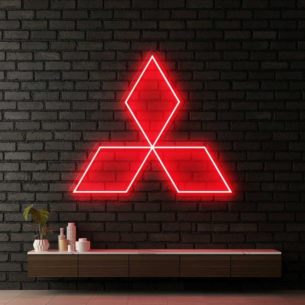 Mitsubishi Logo Led Neon Sign Garage Room Decor Sign