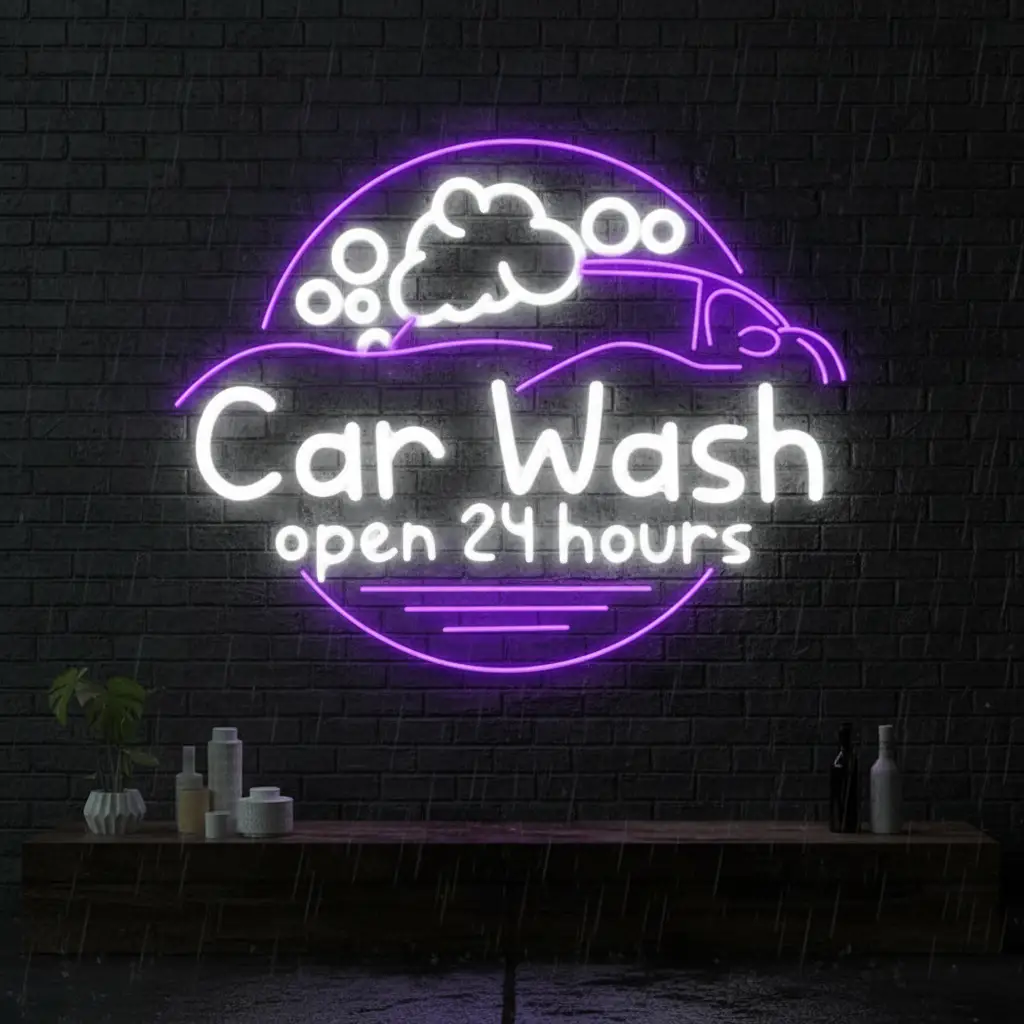 Car Wash Shop Open Led Neon Sign