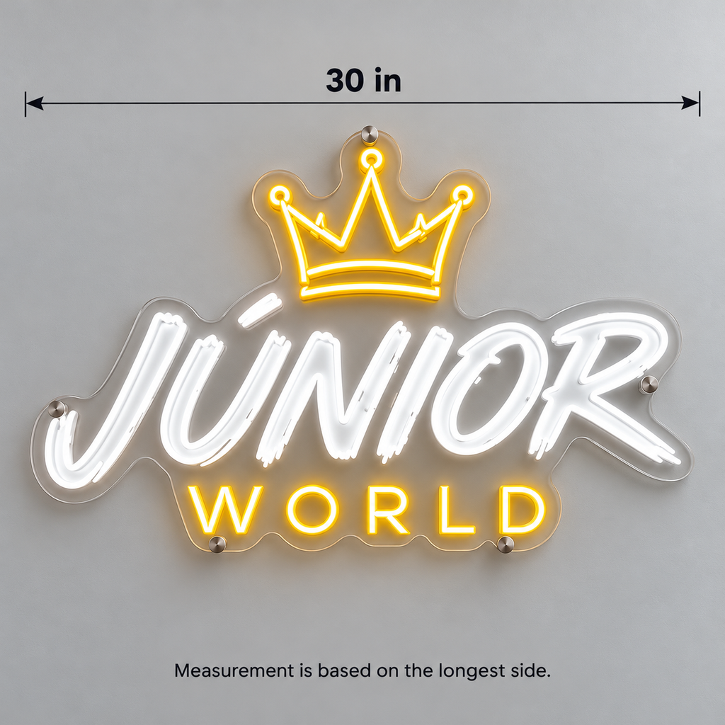 JÚNIOR WORLD Crown Logo - Custom LED Neon Sign