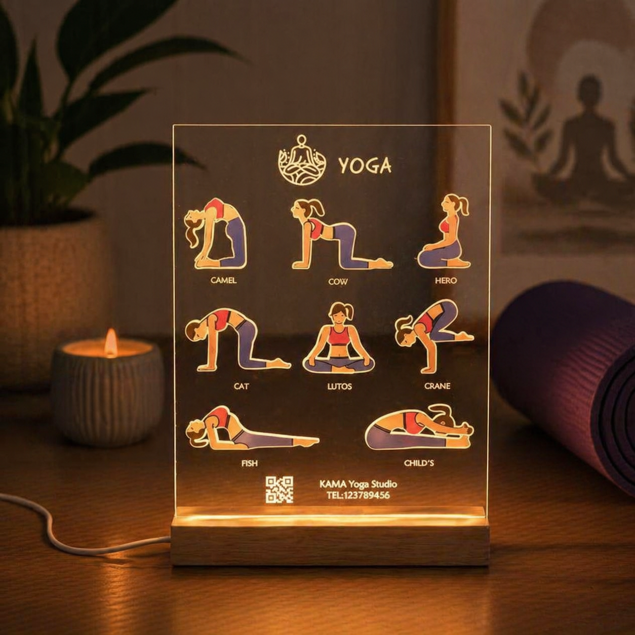 Yoga Studio Promotional Business Gifts 3D Night Light SGTN025