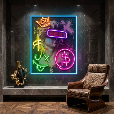 David Party House Collapse Art LED Neon Sign Light Pop Art