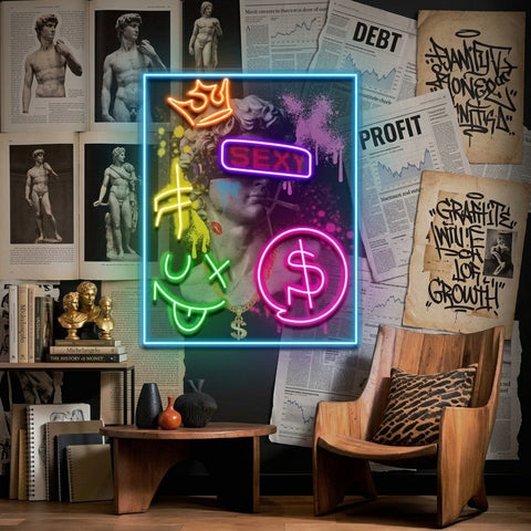 David Party House Collapse Art LED Neon Sign Light Pop Art