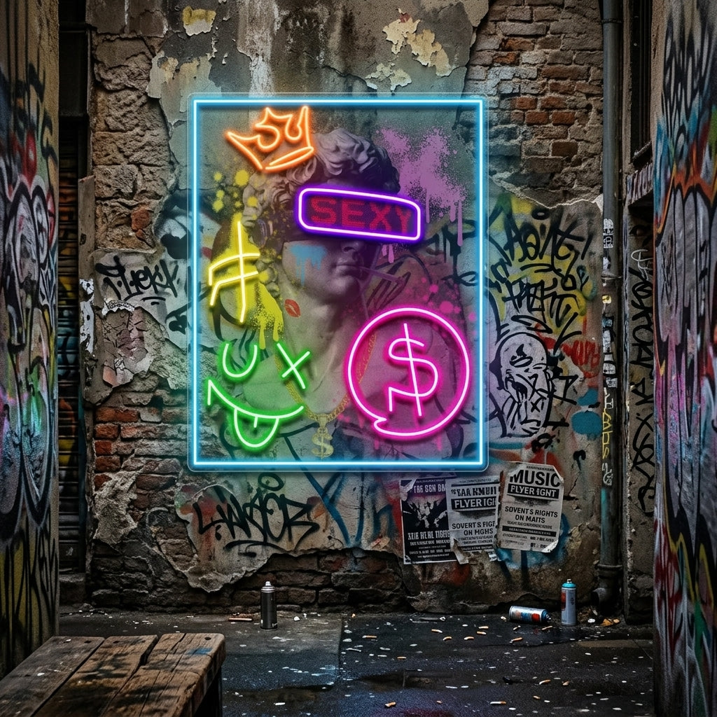 David Party House Collapse Art LED Neon Sign Light Pop Art