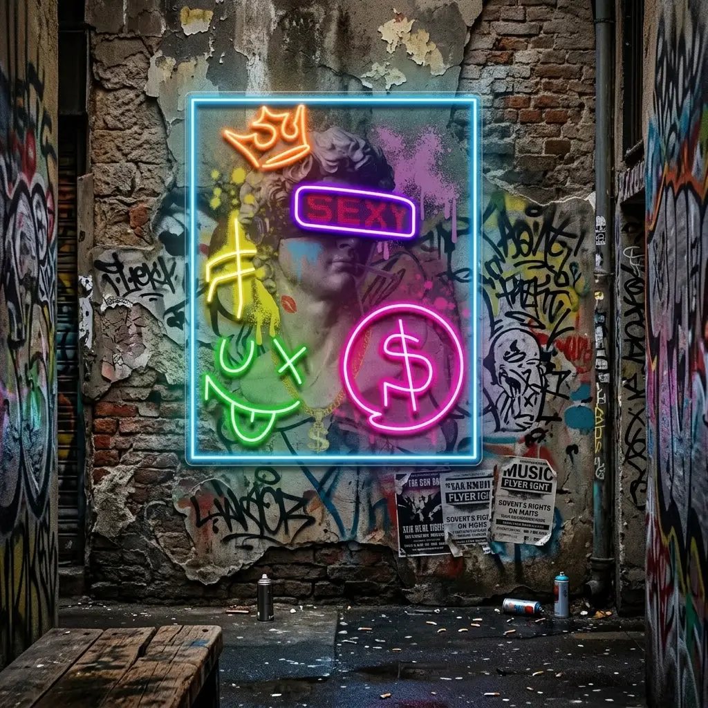 David Party House Collapse Art LED Neon Sign Light Pop Art