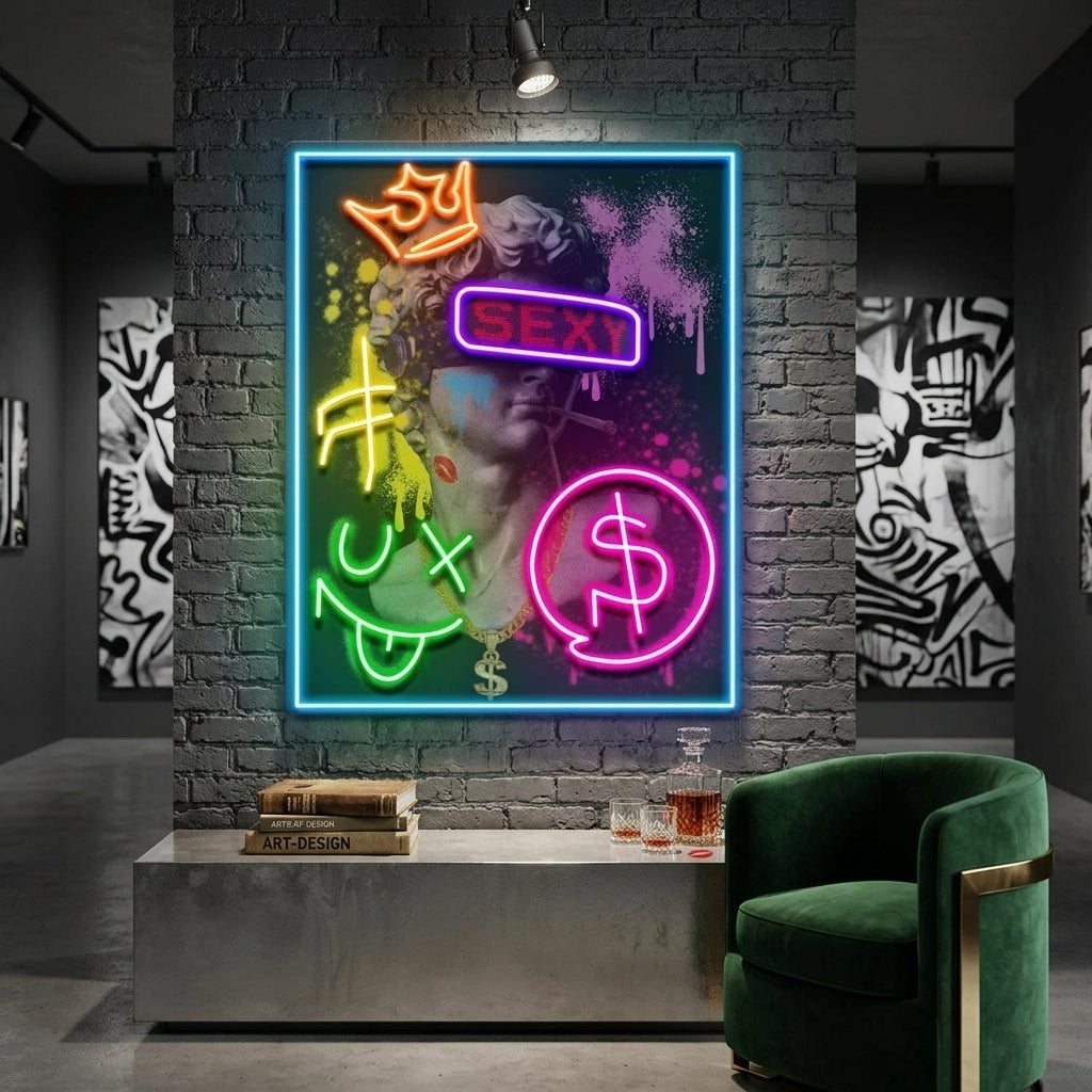 David Party House Collapse Art LED Neon Sign Light Pop Art