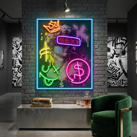 David Party House Collapse Art LED Neon Sign Light Pop Art