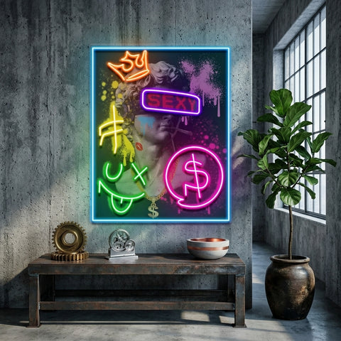 David Party House Collapse Art LED Neon Sign Light Pop Art
