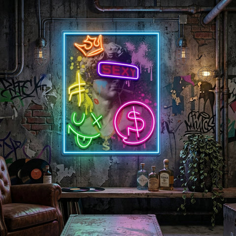 David Party House Collapse Art LED Neon Sign Light Pop Art