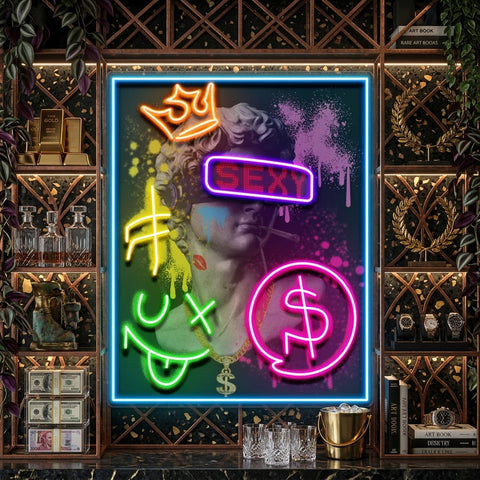 David Party House Collapse Art LED Neon Sign Light Pop Art