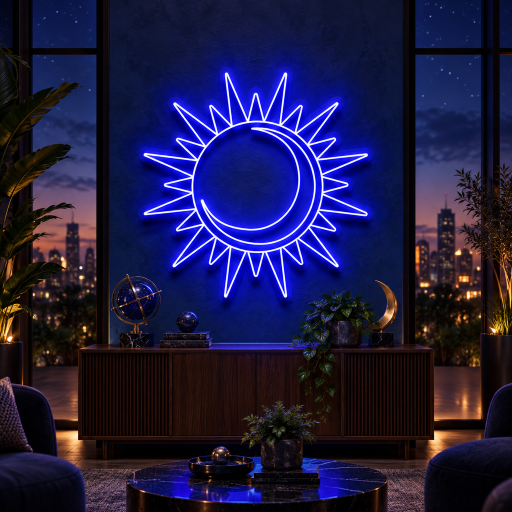 Moon and Sun neon sign