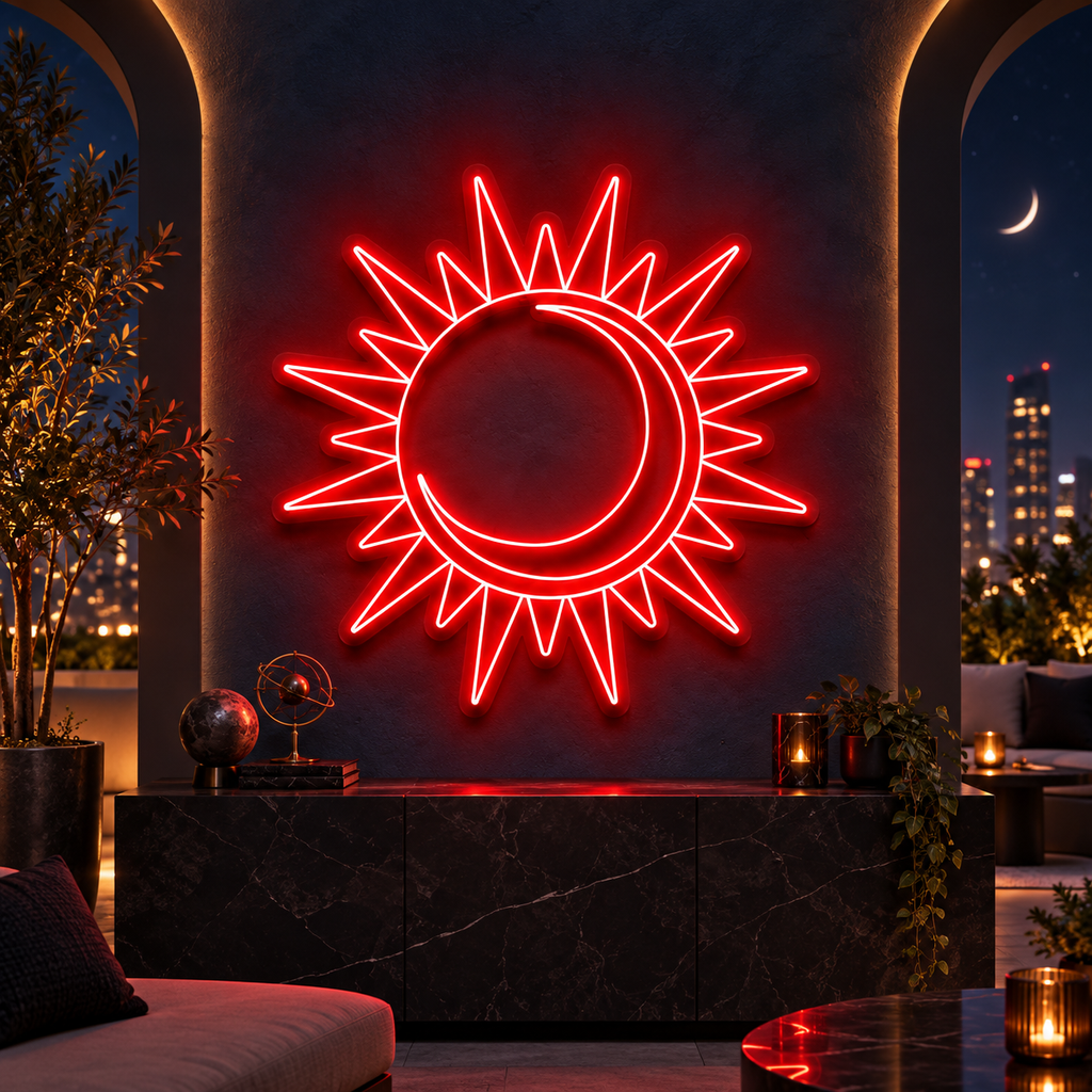 Moon and Sun neon sign