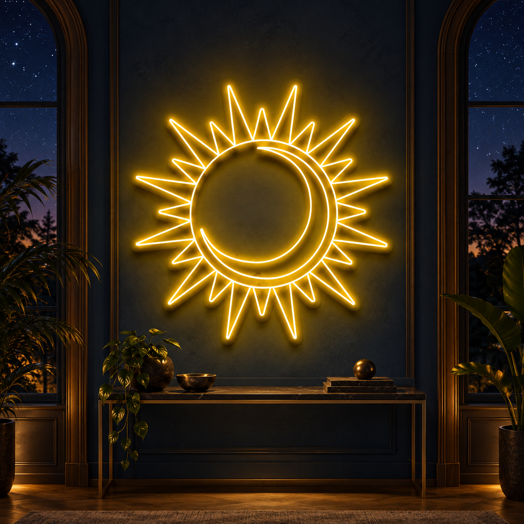 Moon and Sun neon sign