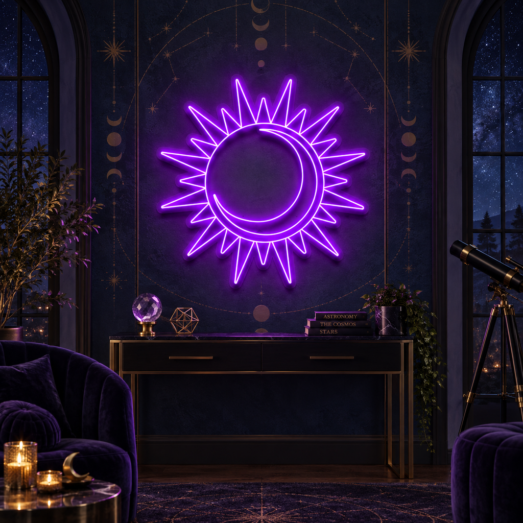 Moon and Sun neon sign