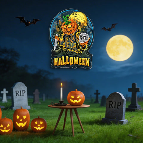 Haunting Halloween Pumpkin Neon Sign – Spooky Jack-O’-Lantern LED Wall Light for Home, Party & Bar Decor