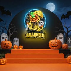 Haunting Halloween Pumpkin Neon Sign – Spooky Jack-O’-Lantern LED Wall Light for Home, Party & Bar Decor