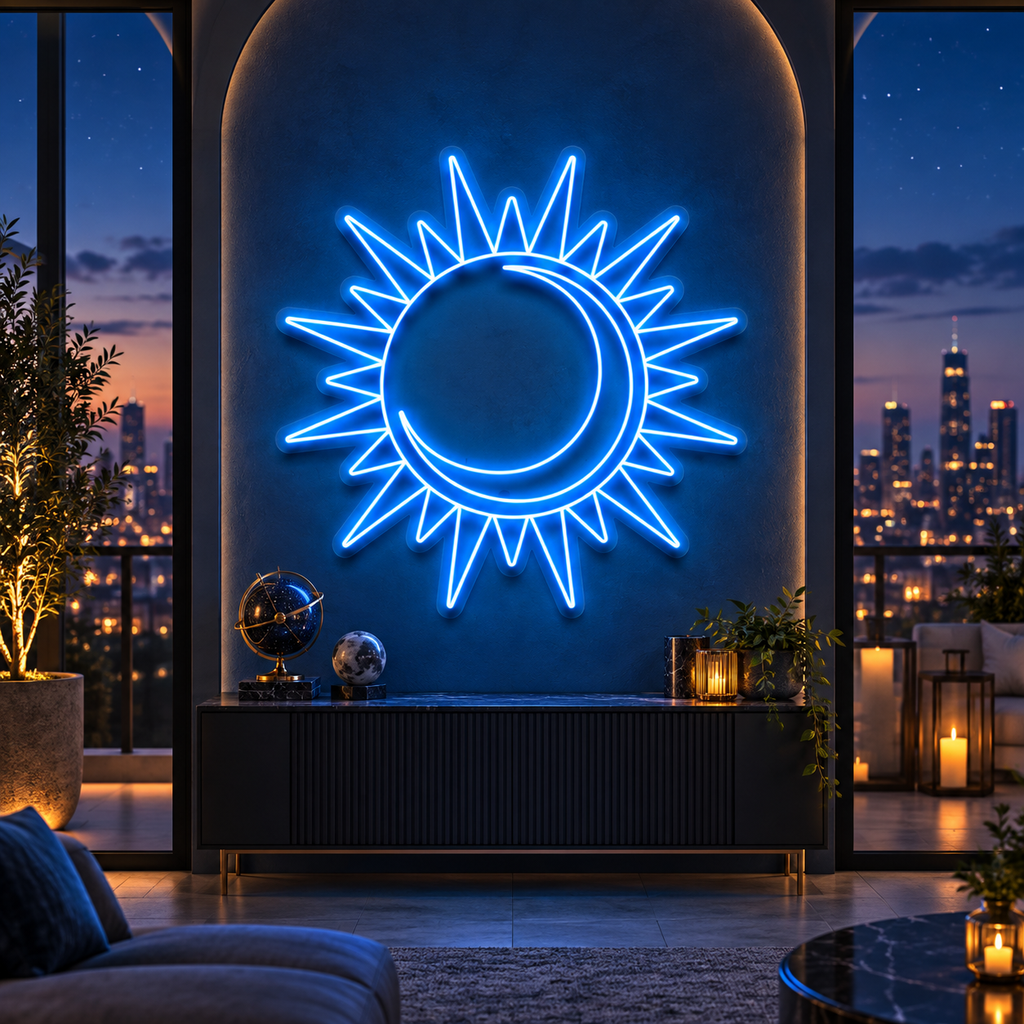 Moon and Sun neon sign