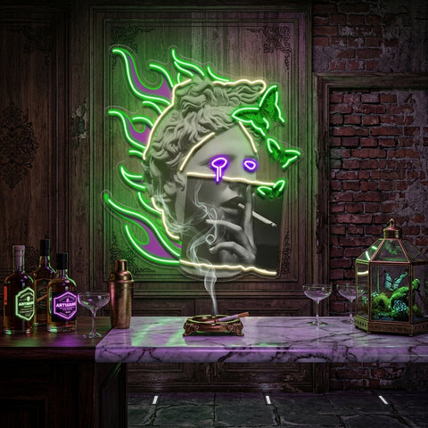 Smoking Art In Collapse Art LED Neon Sign Light Pop Art