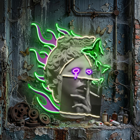 Smoking Art In Collapse Art LED Neon Sign Light Pop Art