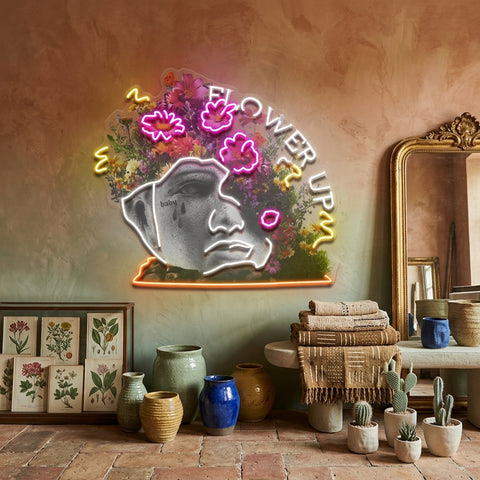 Flowers Bloom Up Collapse Art LED Neon Sign Light Pop Art