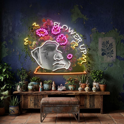Flowers Bloom Up Collapse Art LED Neon Sign Light Pop Art