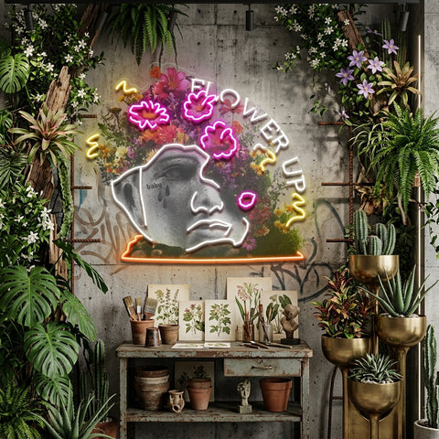Flowers Bloom Up Collapse Art LED Neon Sign Light Pop Art
