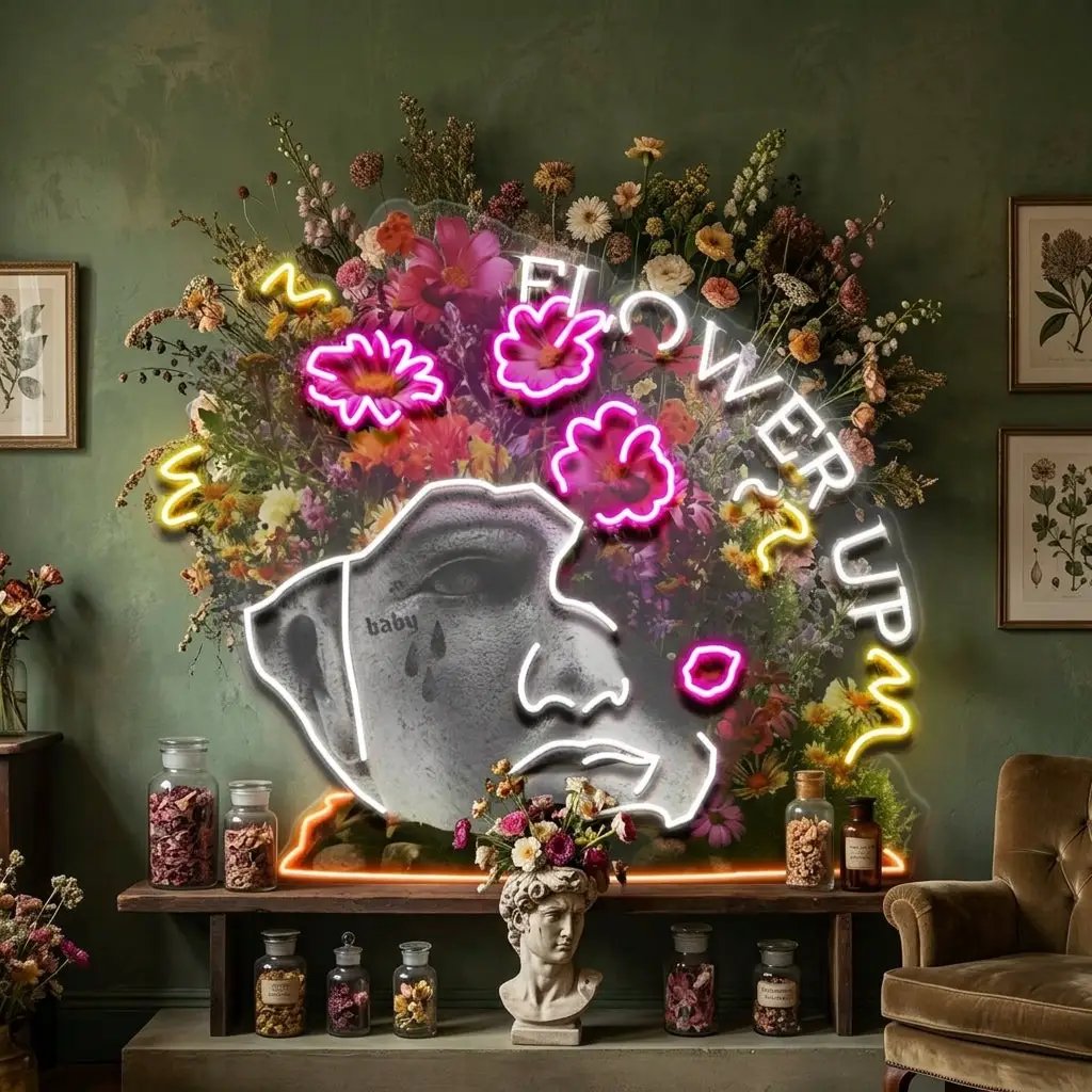 Flowers Bloom Up Collapse Art LED Neon Sign Light Pop Art