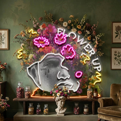Flowers Bloom Up Collapse Art LED Neon Sign Light Pop Art
