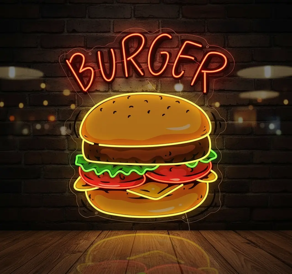 Burger Led Neon Sign Shop Decor Led Neon Sign