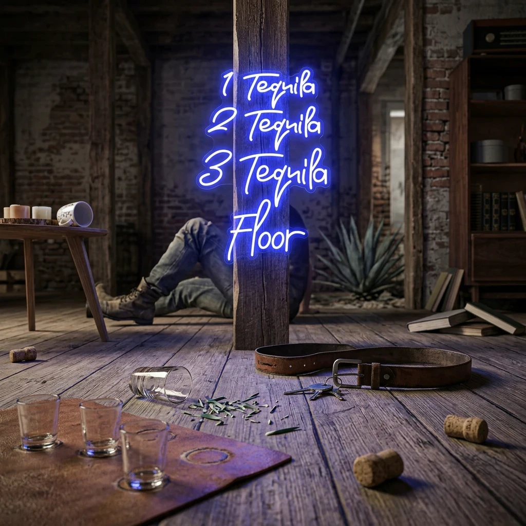1 Tequila, 2 Tequila, 3 Tequila Floor Led Neon Sign Light