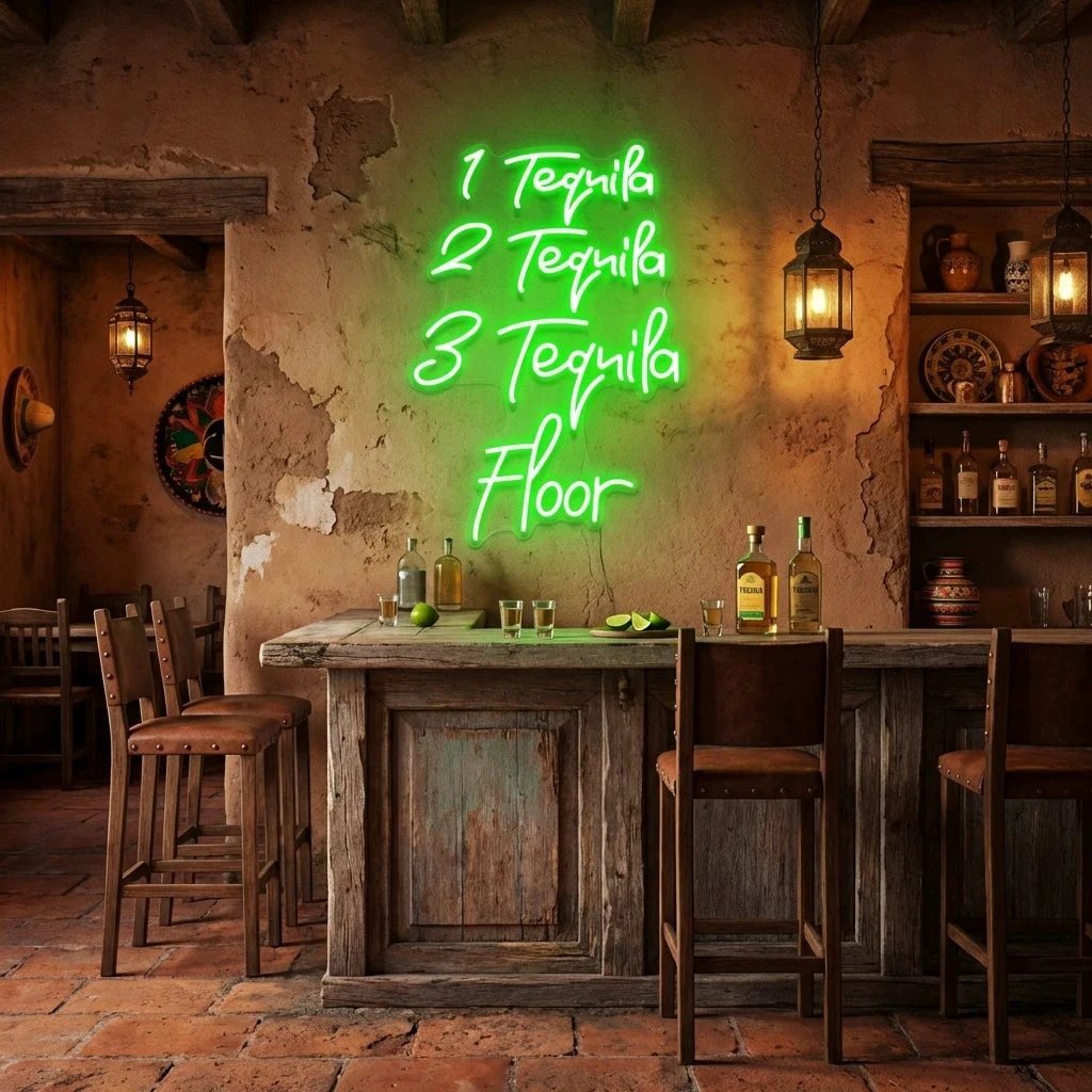 1 Tequila, 2 Tequila, 3 Tequila Floor Led Neon Sign Light