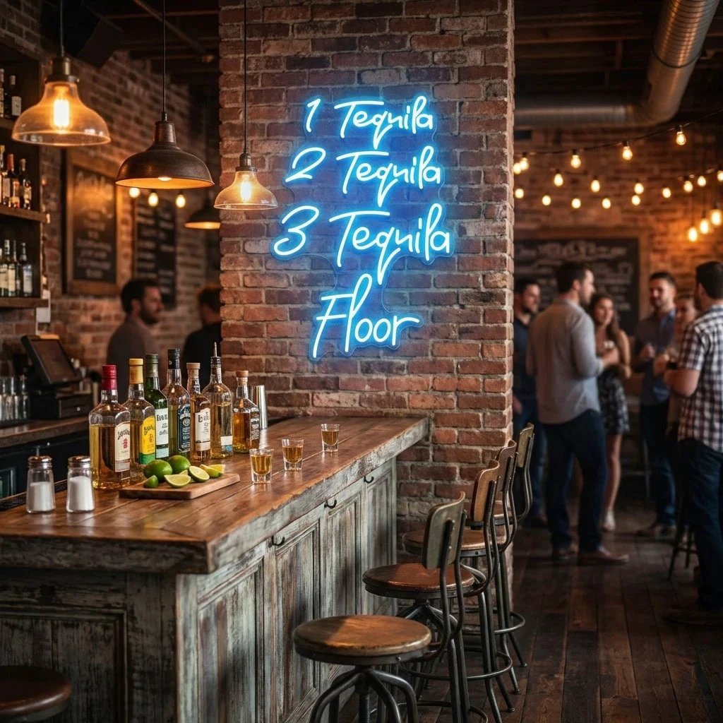1 Tequila, 2 Tequila, 3 Tequila Floor Led Neon Sign Light