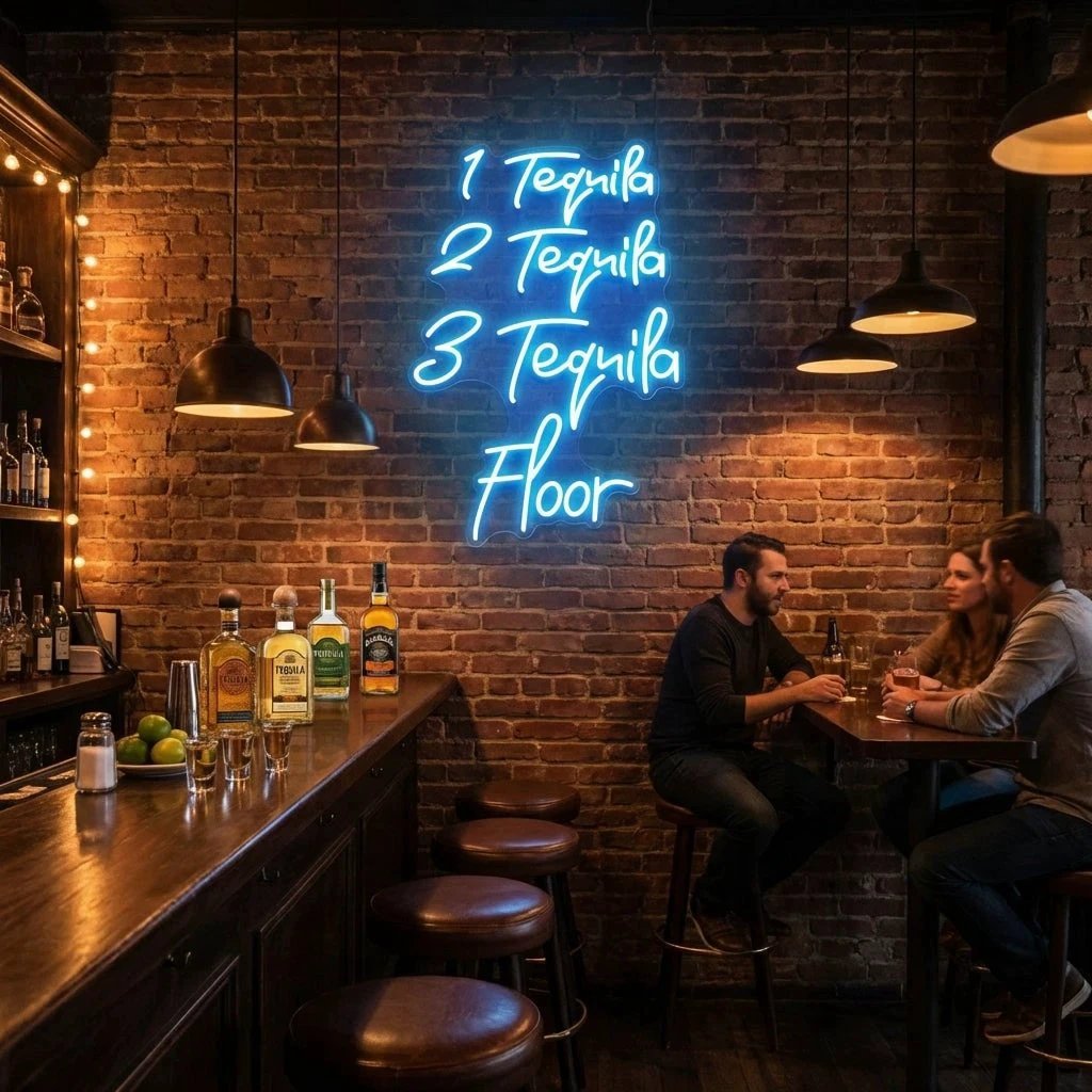 1 Tequila, 2 Tequila, 3 Tequila Floor Led Neon Sign Light