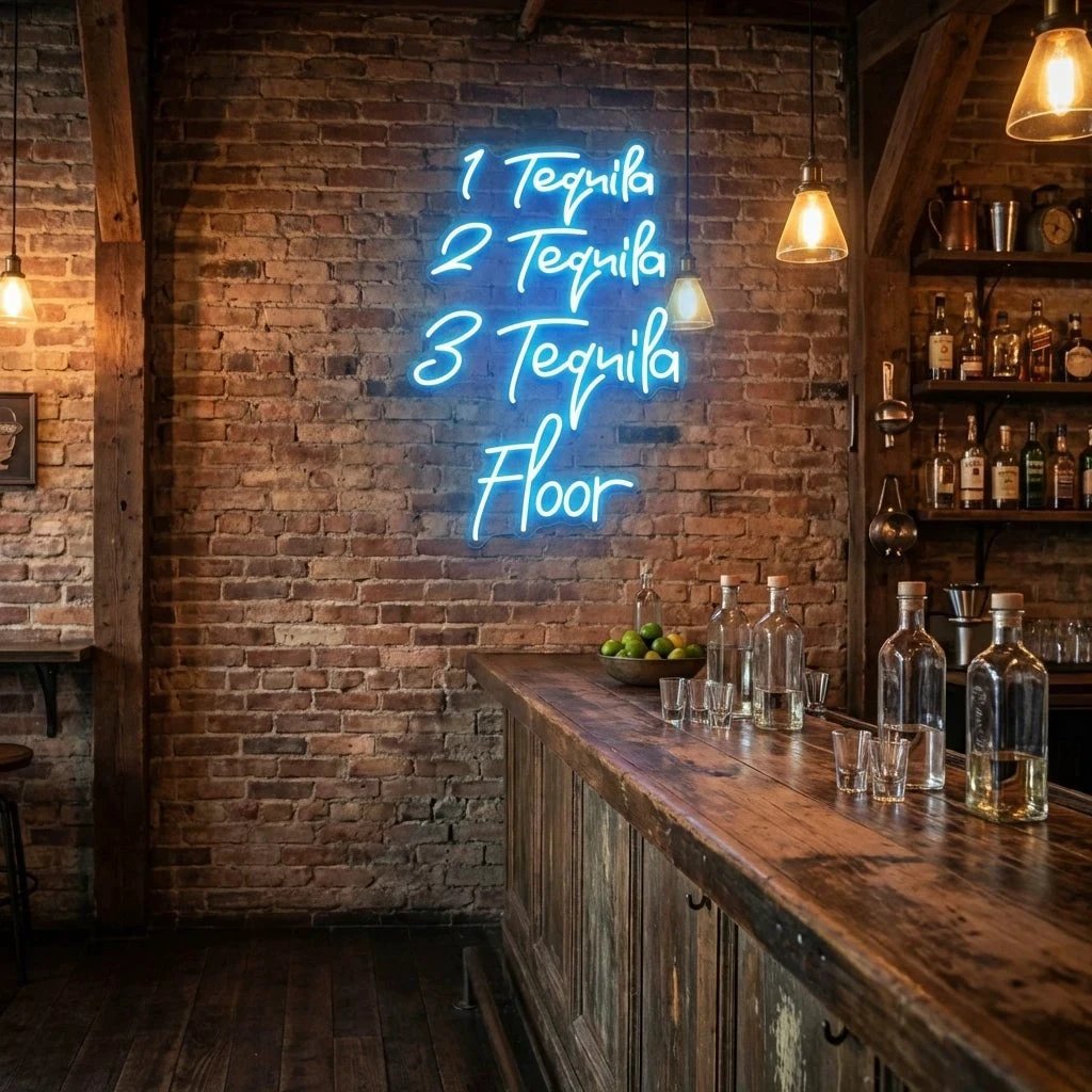 1 Tequila, 2 Tequila, 3 Tequila Floor Led Neon Sign Light