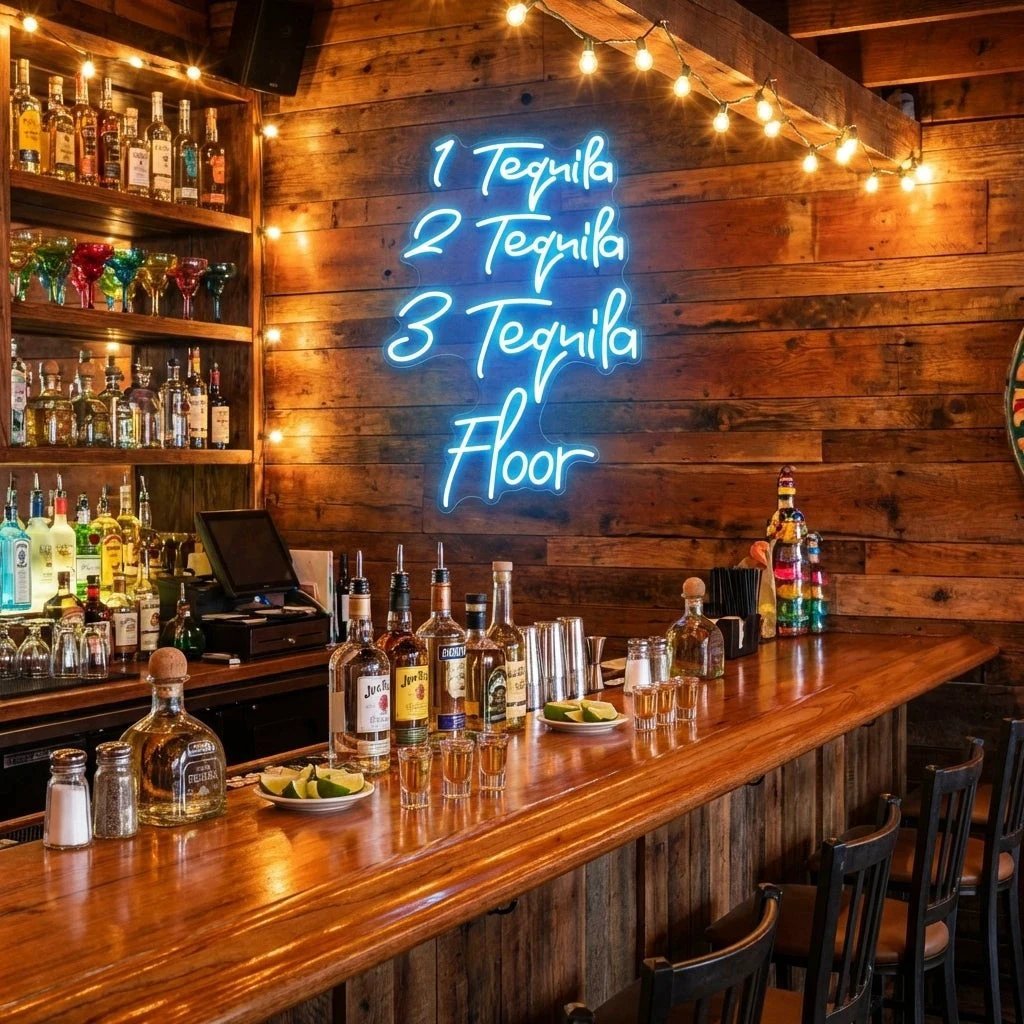 1 Tequila, 2 Tequila, 3 Tequila Floor Led Neon Sign Light