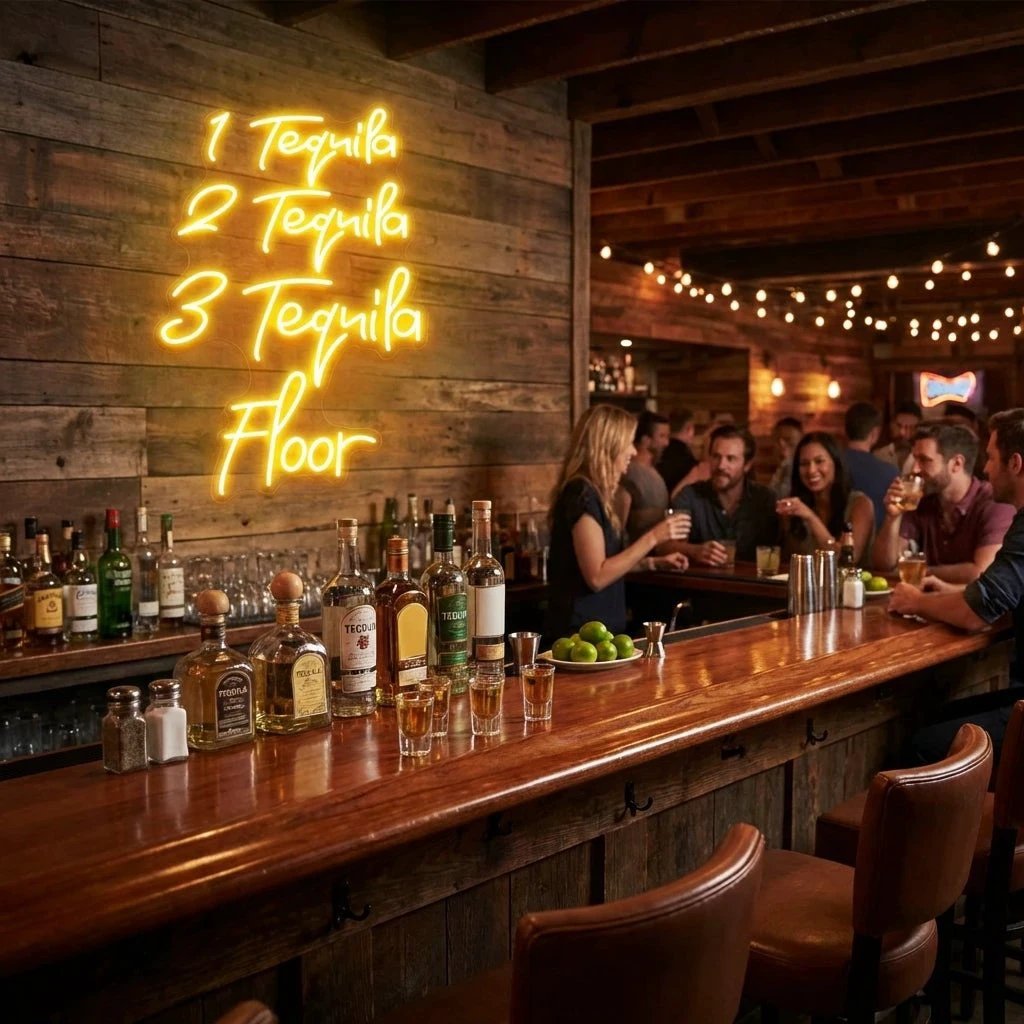 1 Tequila, 2 Tequila, 3 Tequila Floor Led Neon Sign Light