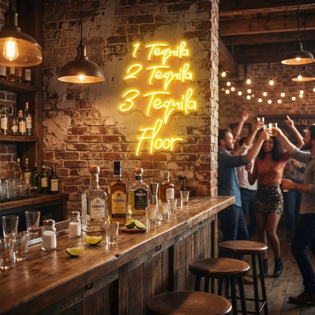 1 Tequila, 2 Tequila, 3 Tequila Floor Led Neon Sign Light