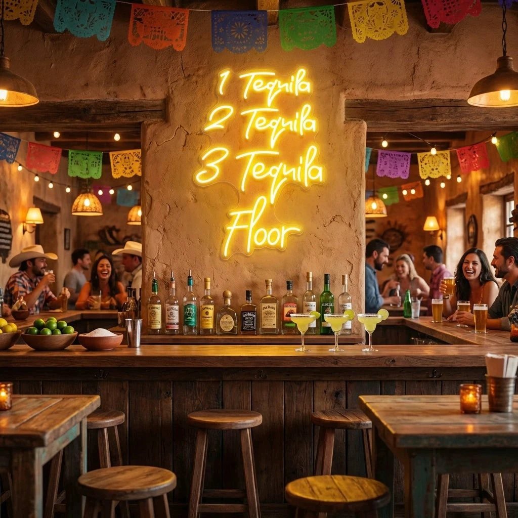 1 Tequila, 2 Tequila, 3 Tequila Floor Led Neon Sign Light