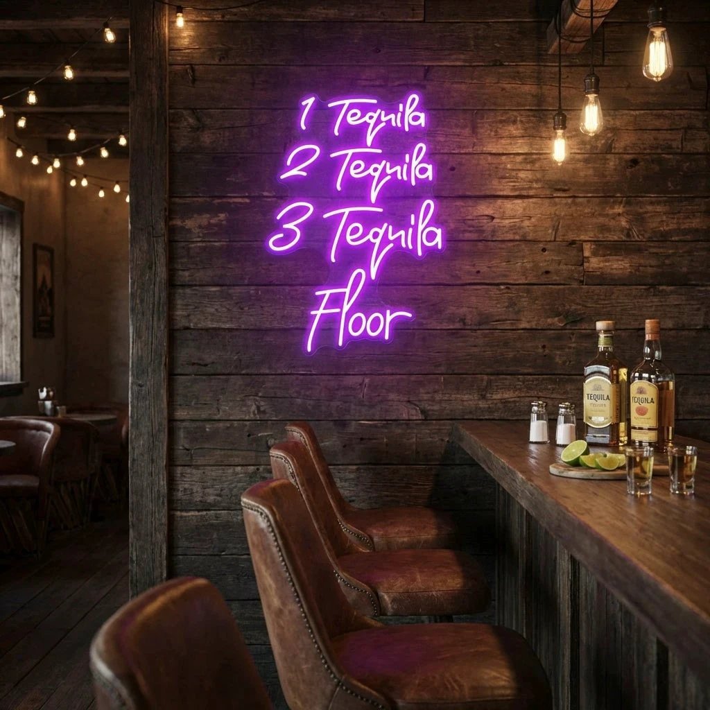 1 Tequila, 2 Tequila, 3 Tequila Floor Led Neon Sign Light