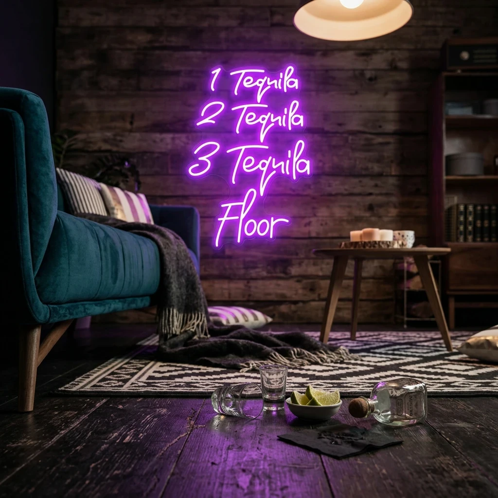 1 Tequila, 2 Tequila, 3 Tequila Floor Led Neon Sign Light